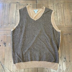 Byford London Vintage V-neck Sweater Vest Large Cotton Cashmere Tan 90s Classic